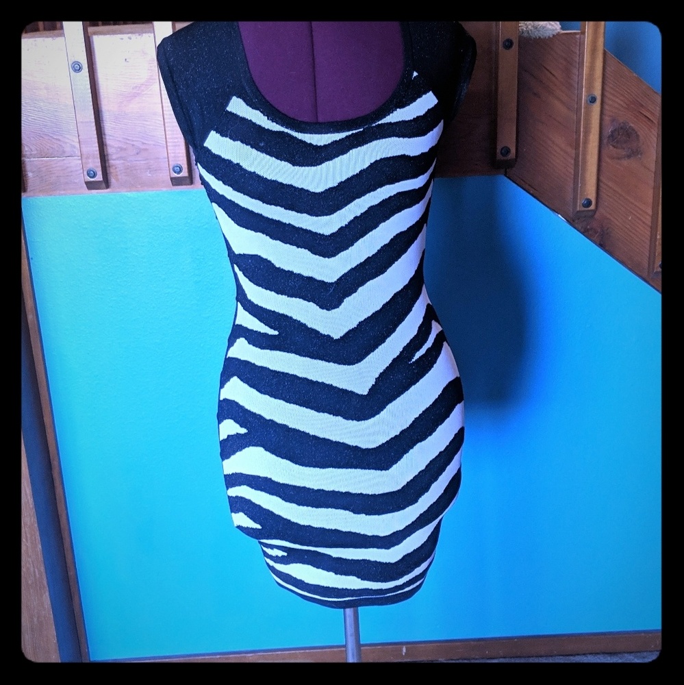Zebra print sparkly bodycon dress